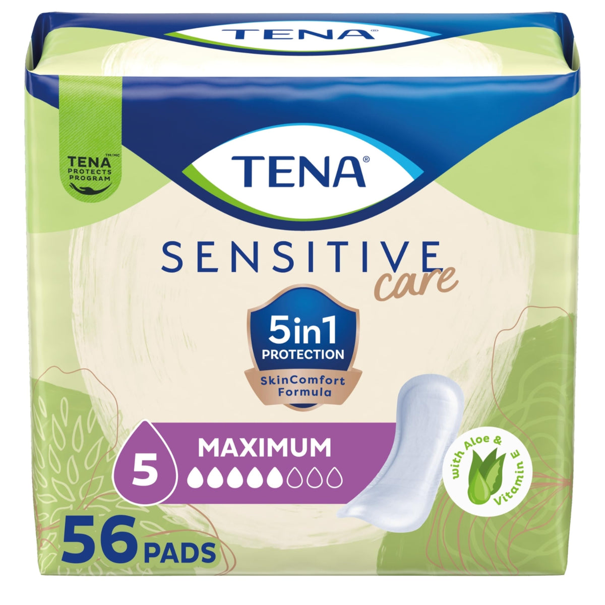 TENA empaque frontal mostrando protección máxima