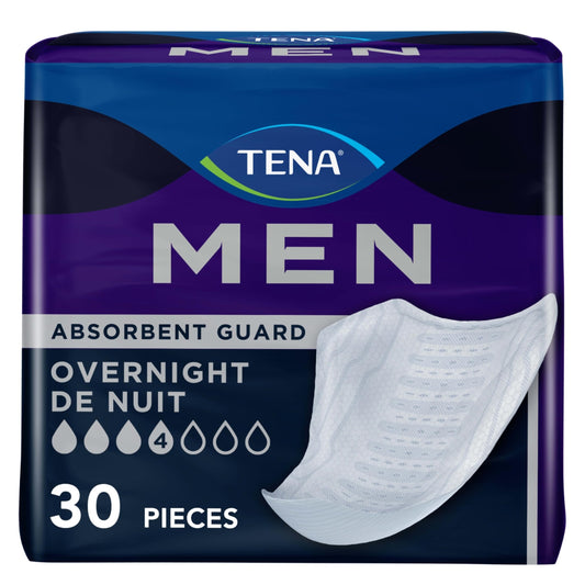 TENA protector paquete frontal mostrando 30 unidades y practicidad