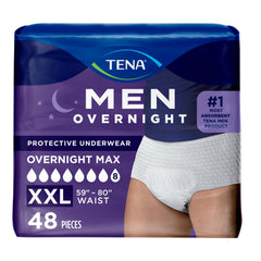 TENA frente del empaque mostrando protección nocturna y cantidad