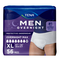 TENA empaque frontal mostrando 56 unidades y talla XL para tranquilidad nocturna