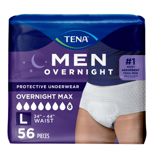 TENA Men Overnight Max vista frontal del paquete mostrando cantidad