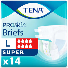 TENA empaque frontal talla grande mostrando unidades y beneficios