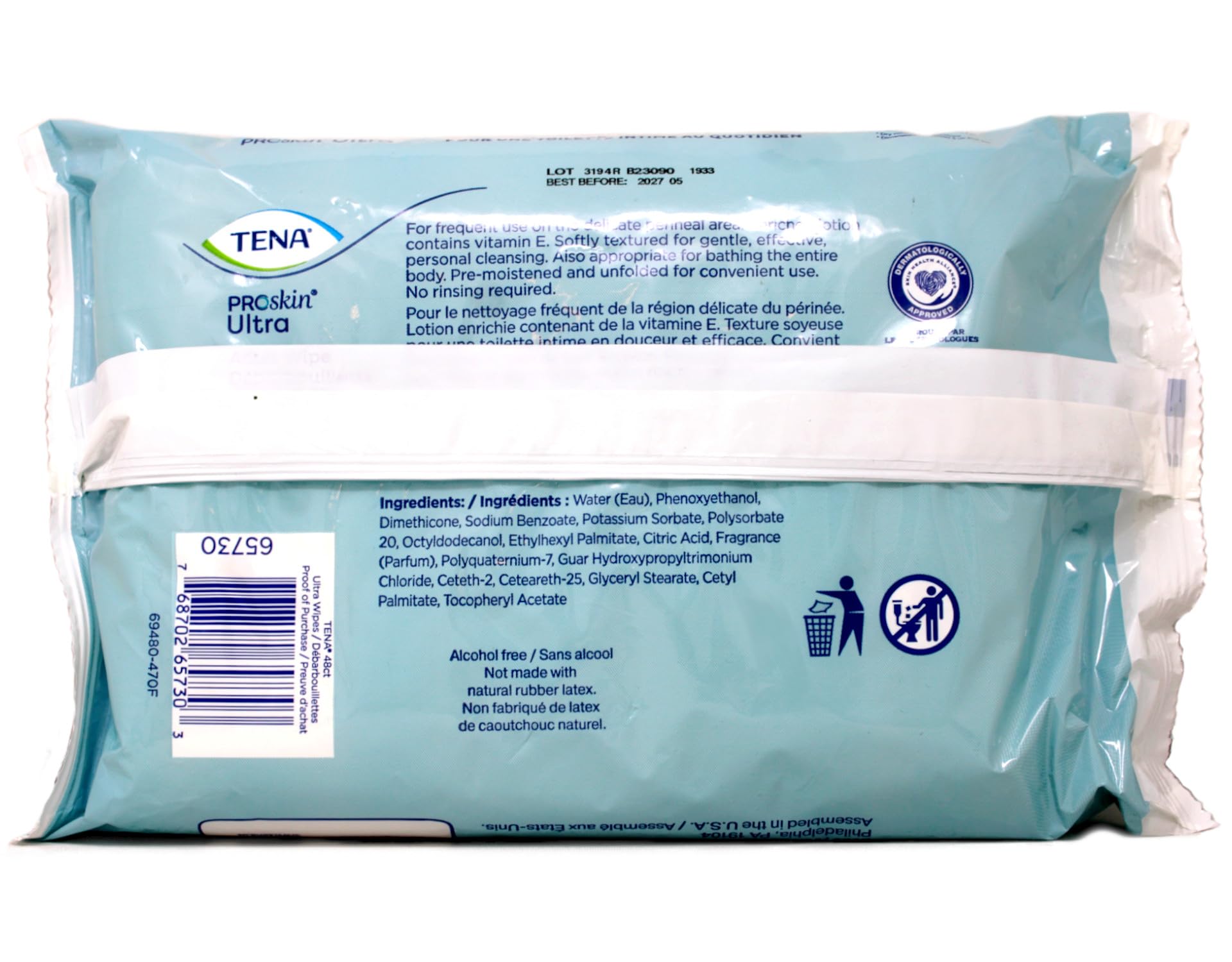 TENA ProSkin Ultra textura en primer plano mostrando suavidad para piel sensible