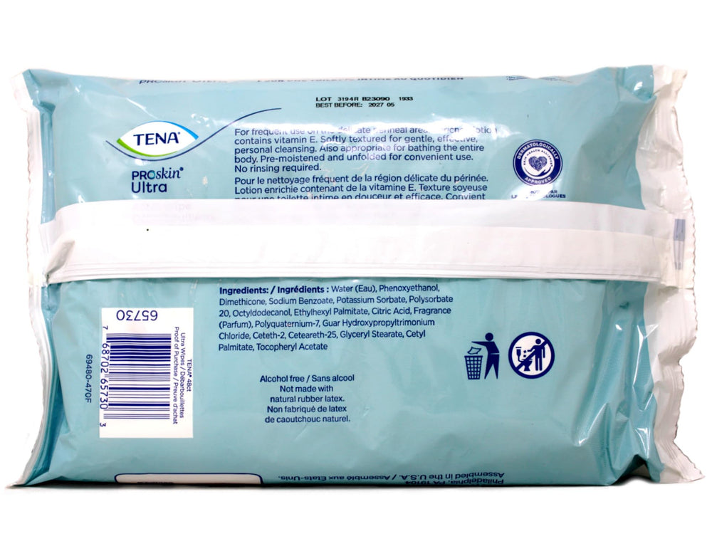 TENA ProSkin Ultra textura en primer plano mostrando suavidad para piel sensible