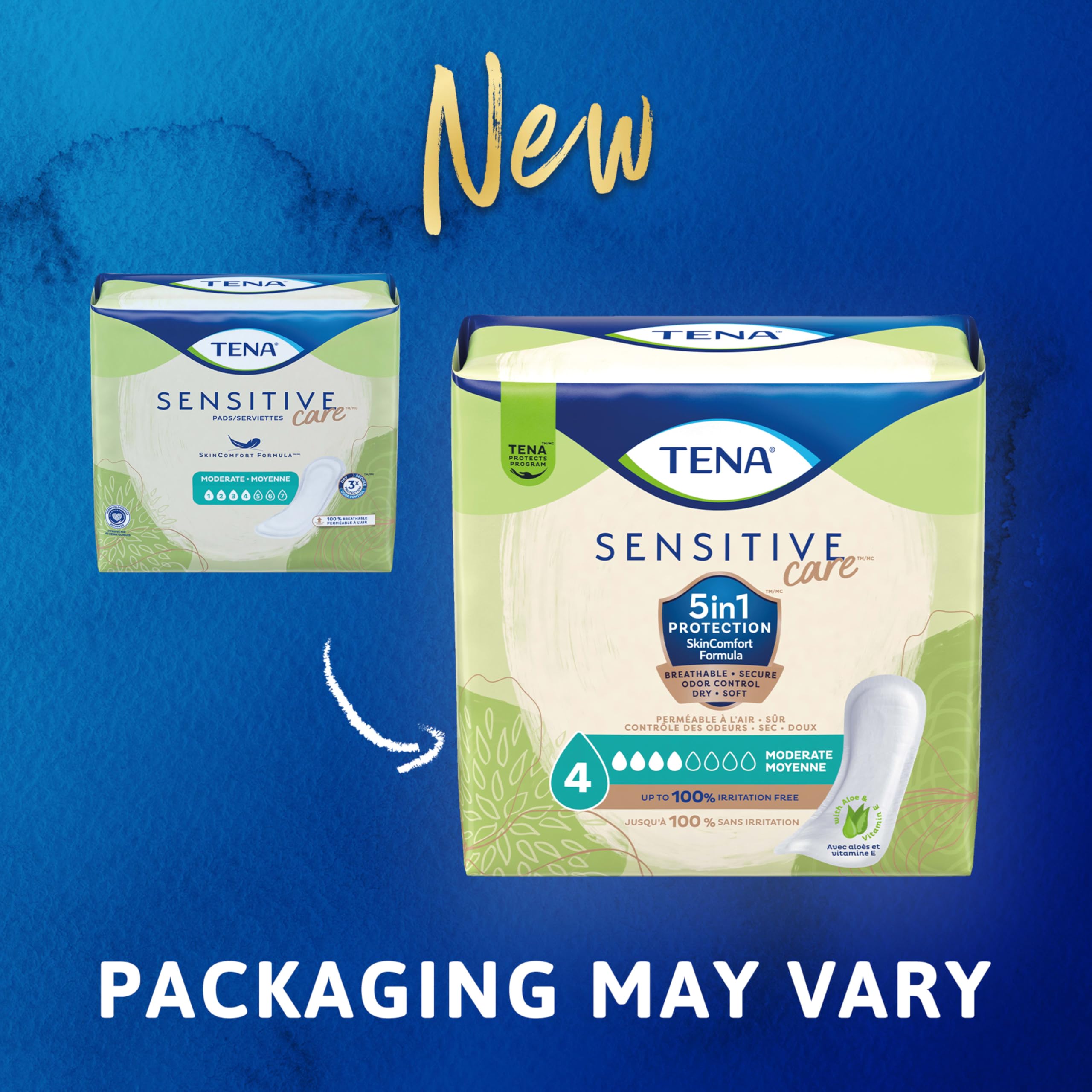 TENA primer plano de textura suave, confort para piel sensible