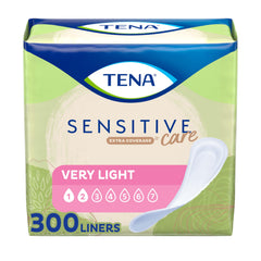 TENA protector frente del empaque mostrando 300 unidades y ahorro