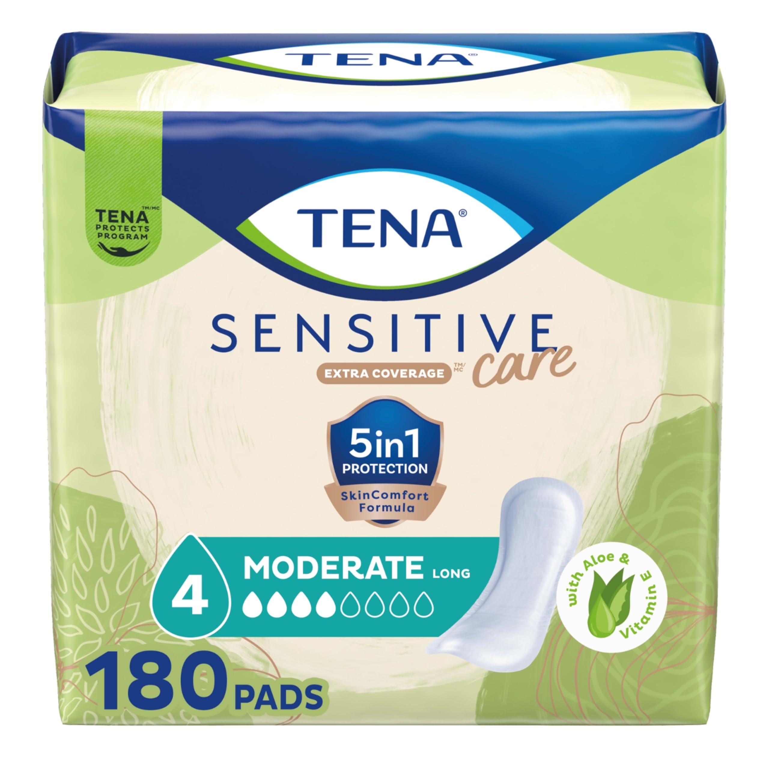 TENA paquete frontal mostrando cantidad y formato, tranquilidad y confianza