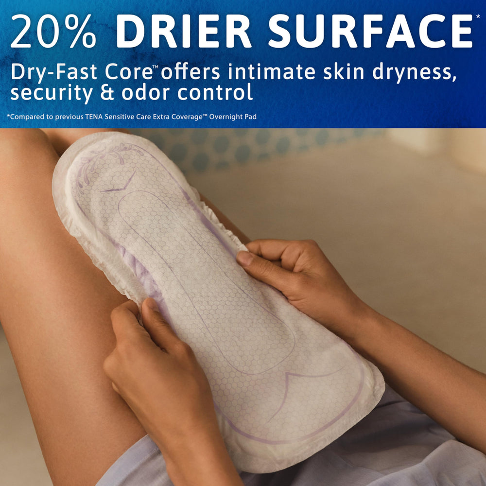 TENA núcleo absorbente Dry-Fast mostrando rápida absorción