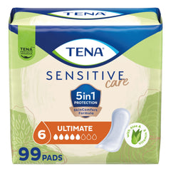 TENA paquete frontal mostrando 99 compresas y beneficio de protección continua