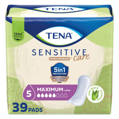 TENA empaque frontal que muestra 39 unidades y protección fácil