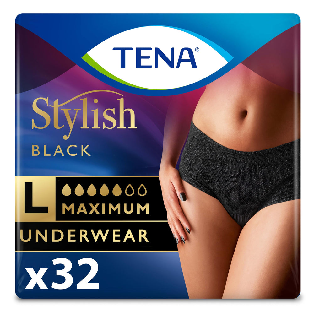 TENA empaque frontal mostrando las bragas y beneficio de discreción