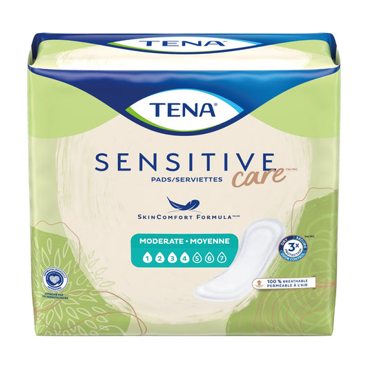 TENA primer plano de textura y núcleo absorbente para piel sensible