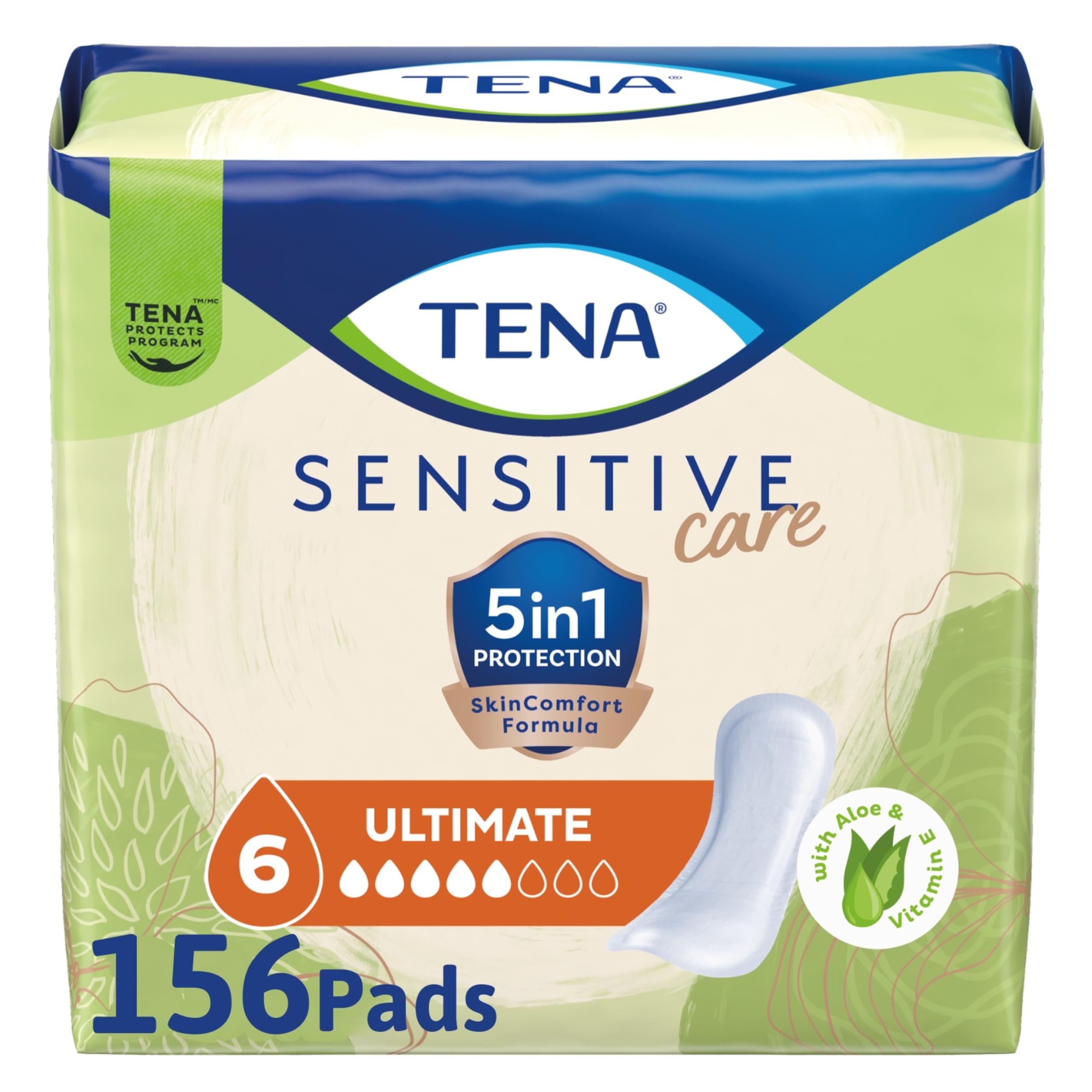 TENA paquete frontal mostrando protección y cantidad