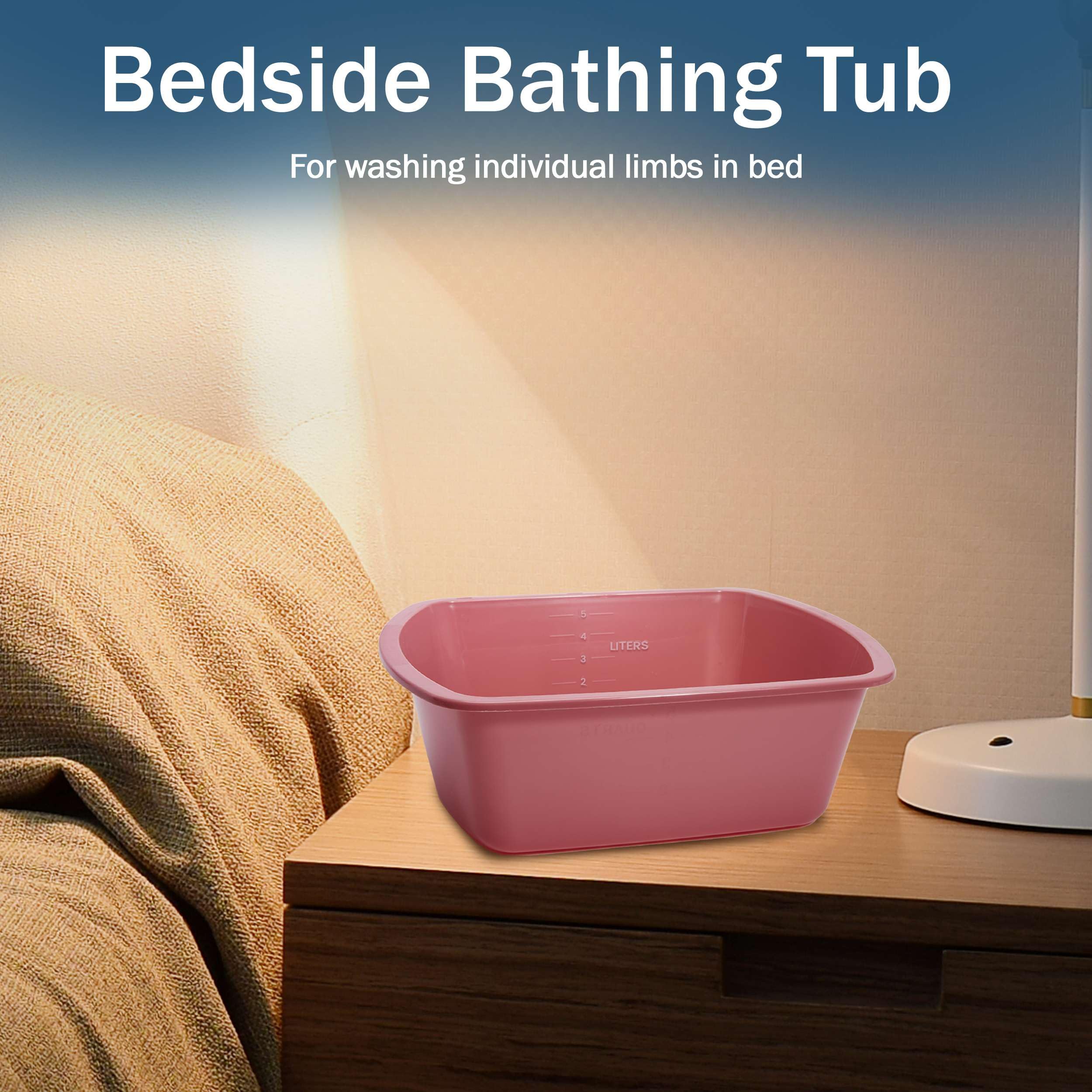 TenderGentle lavabo en uso junto a cama facilitando higiene de extremidades
