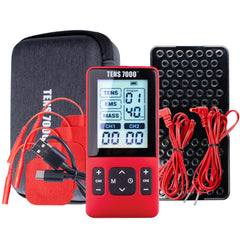 TENS 7000 frontal mostrando pantalla y botones, marca y control preciso