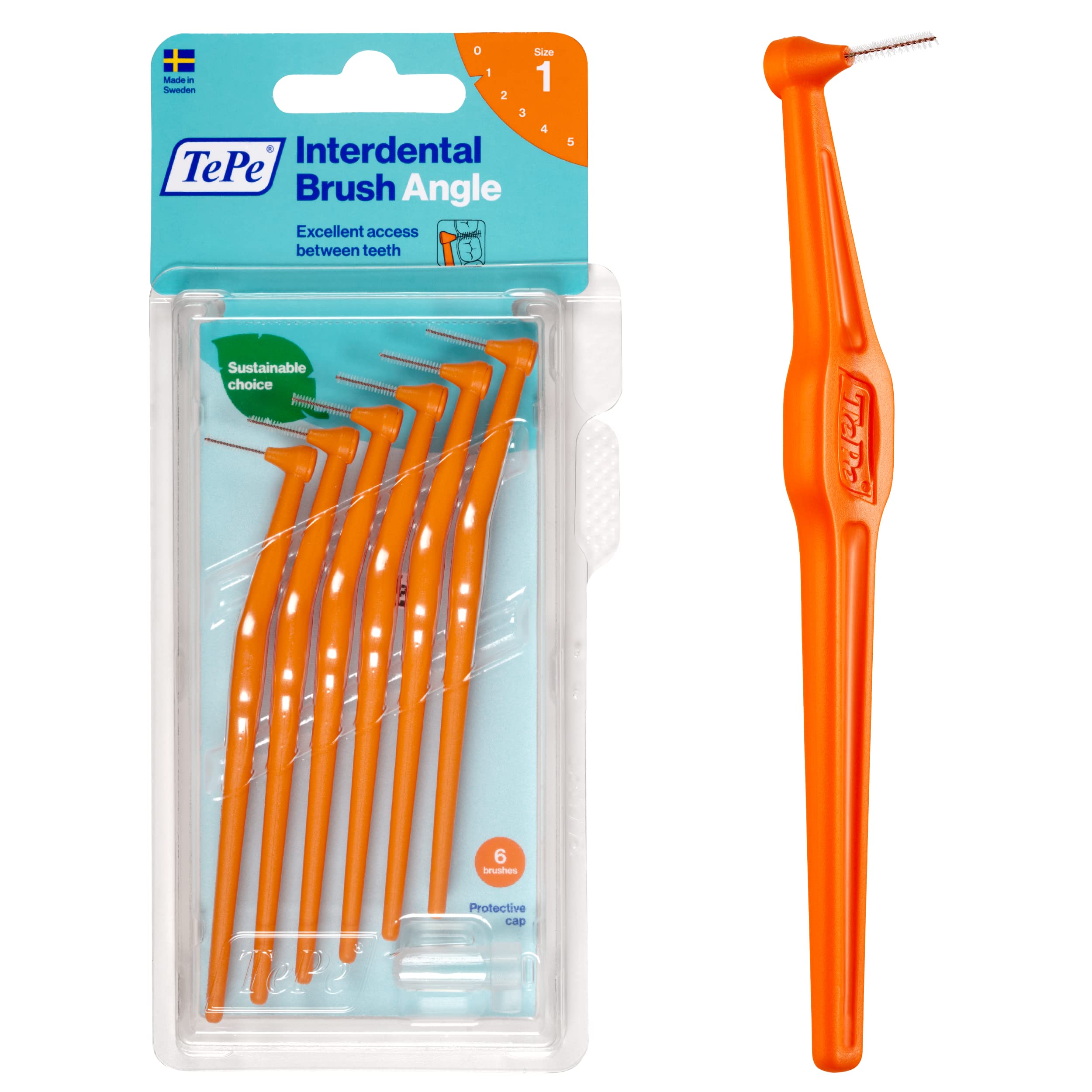 TePe cepillo Angle vista frontal, limpieza precisa entre dientes