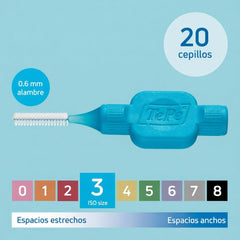 TePe detalle de cerdas recubiertas y punta suave para inserción cómoda y eficaz