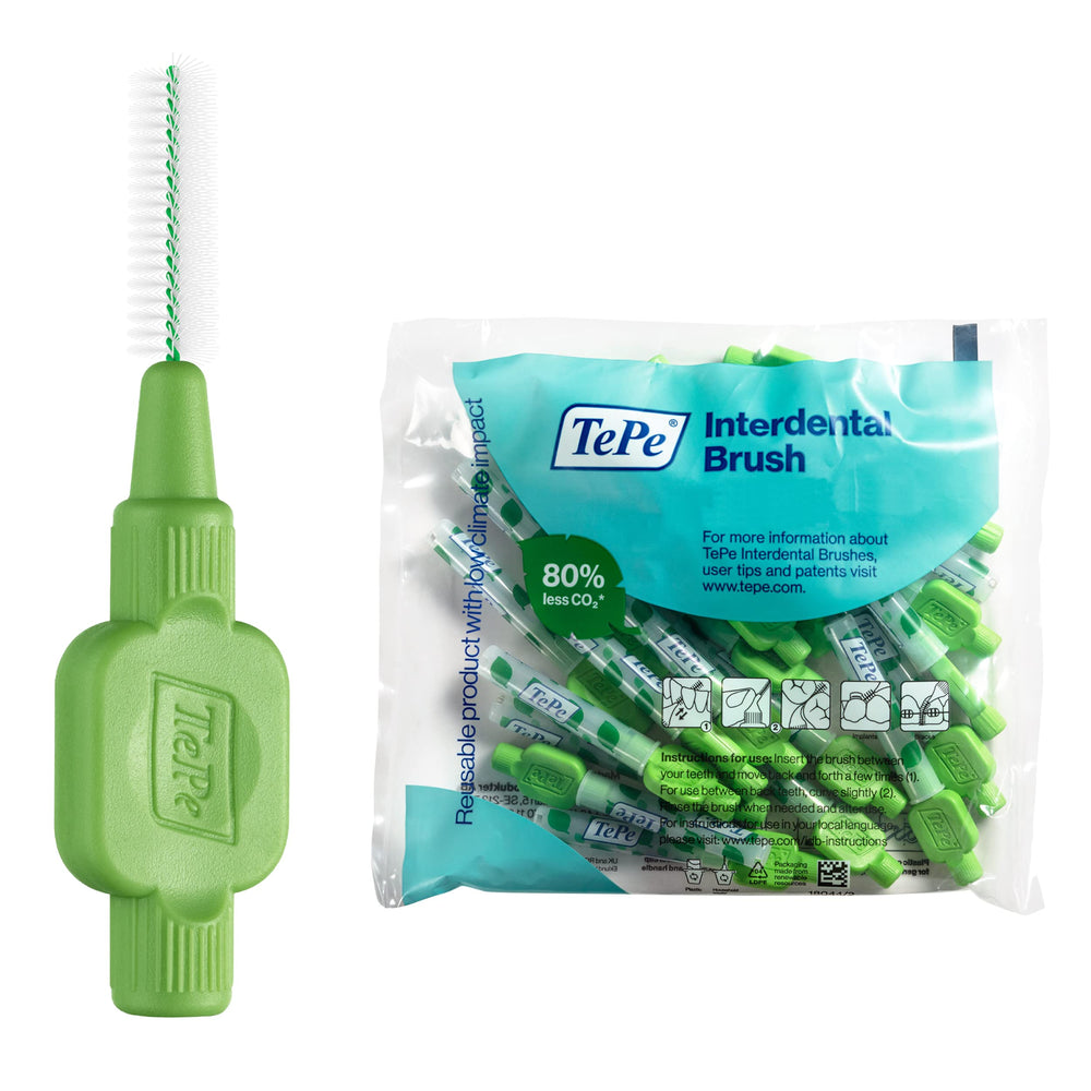 TePe pack 25 frontal mostrando embalaje y cantidad, conveniencia de uso