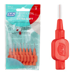 TePe pack frontal mostrando 8 cepillos interdental para higiene precisa
