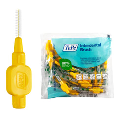 TePe paquete frontal mostrando 25 cepillos, limpieza interdental conveniente