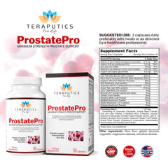 Teraputics ProstatePro cápsulas en primer plano para apreciar textura y tamaño
