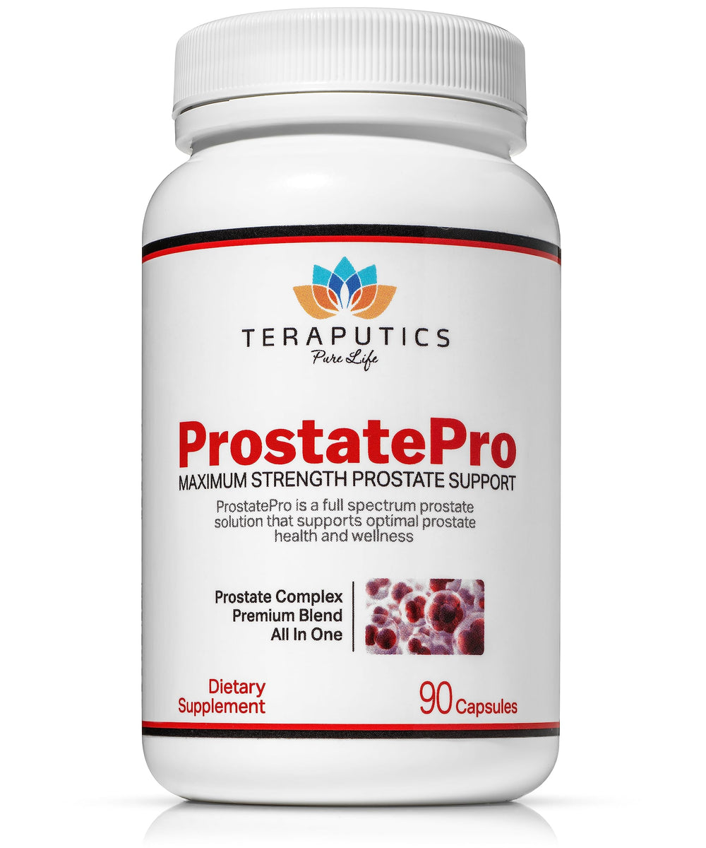 Teraputics ProstatePro frente del envase mostrando presentación y beneficios