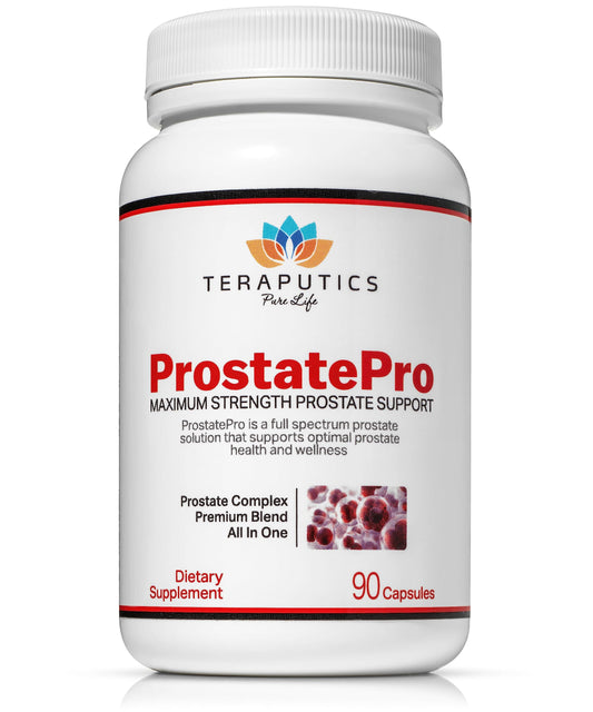 Teraputics ProstatePro frente del envase mostrando presentación y beneficios