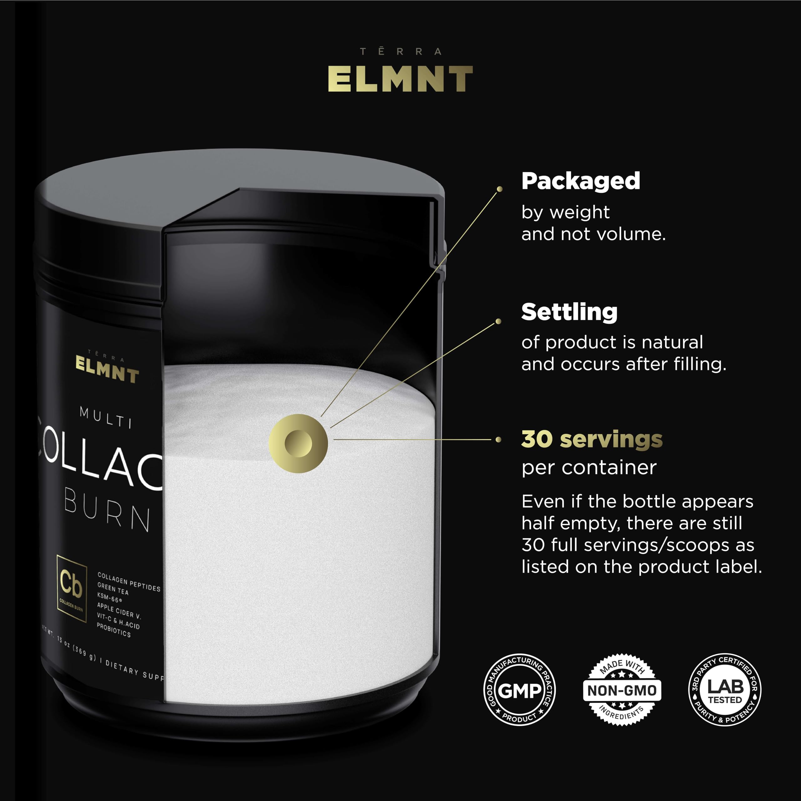 TERRA ELMNT polvo añadido a smoothie, mejora nutricional del batido