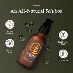 Botella de Terra Health Essentials junto a una regla mostrando 30 servicios