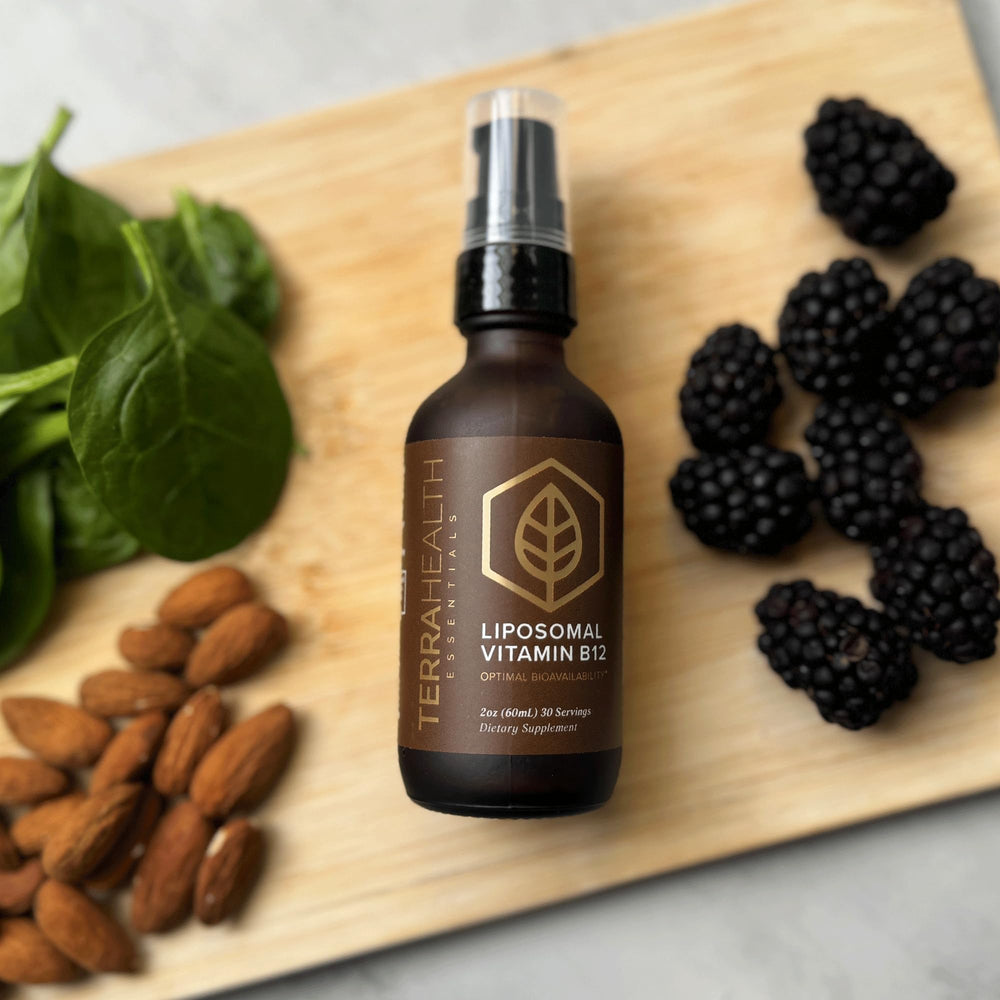Terra Health Essentials empaque abierto mostrando botella y folleto informativo