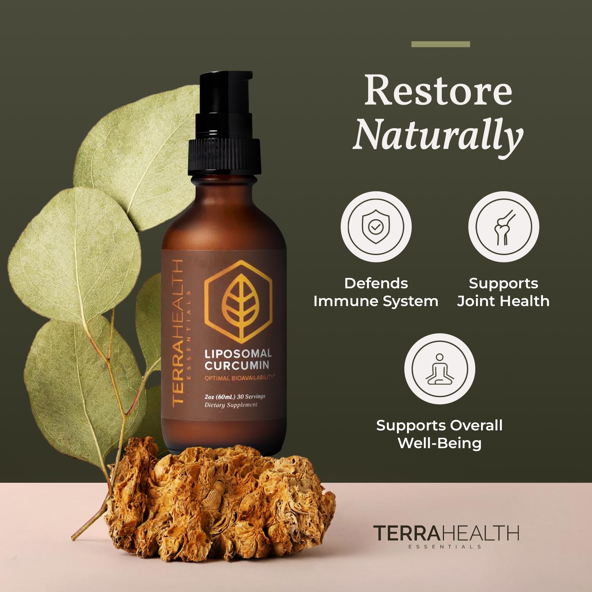 Detalle del líquido liposomal de Terra Health Essentials resaltando textura absorbible