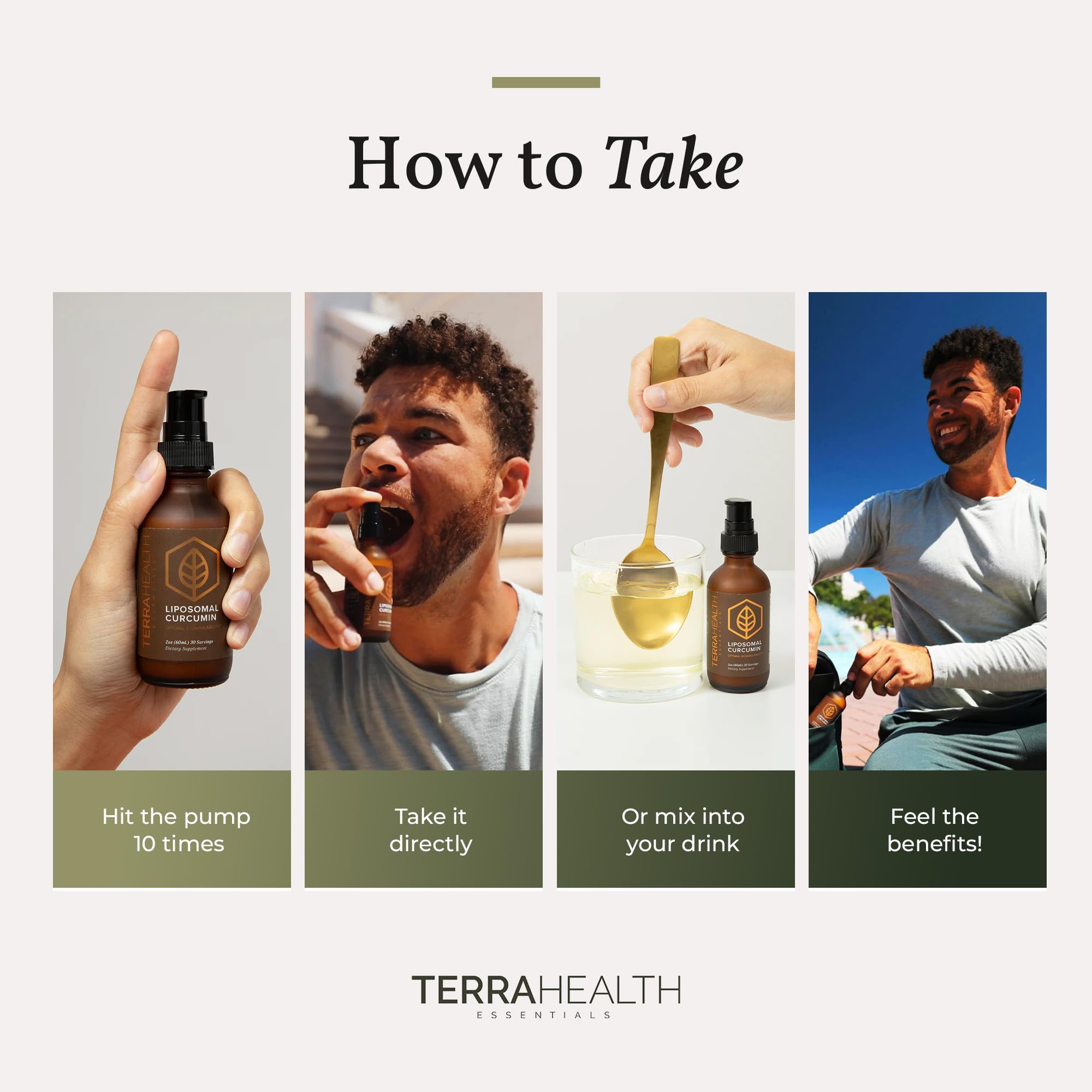 Gotas Terra Health Essentials mezcladas en bebida para consumo diario y energía