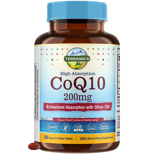 Terranics envase frontal claro mostrando 30 softgels y beneficios