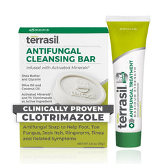 terrasil empaque frontal mostrando crema y jabón para tratamiento antifúngico
