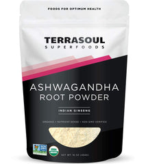 Terrasoul Superfoods empaque frontal mostrando el sello orgánico y práctico resellable