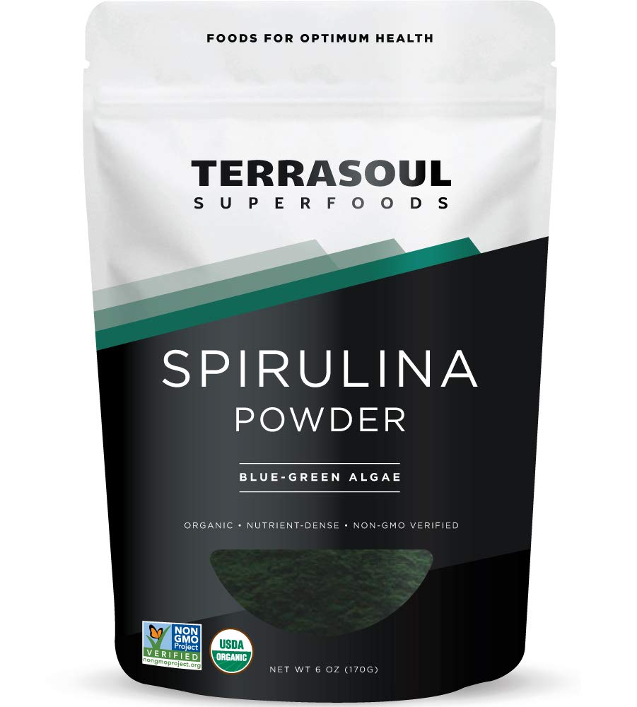 Terrasoul Superfoods frente del empaque muestra certificaciones y beneficios