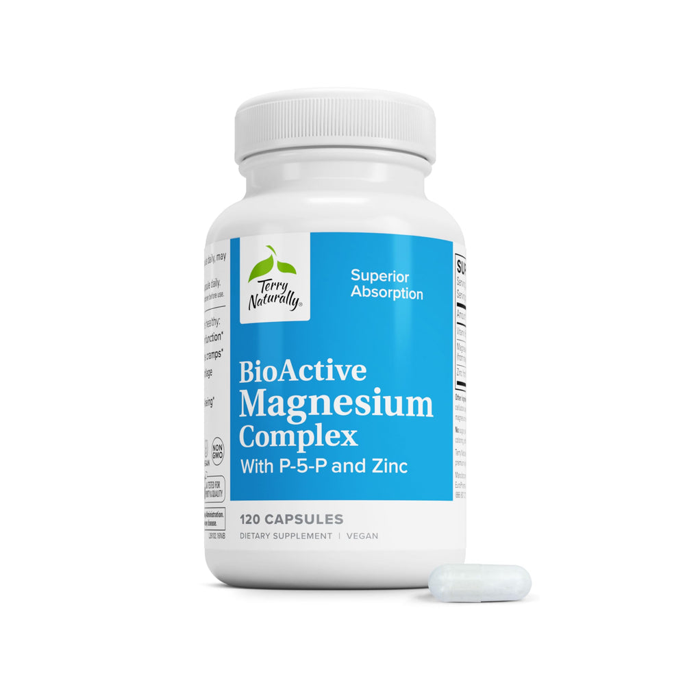 Terry Naturally frasco frontal mostrando la etiqueta y beneficios