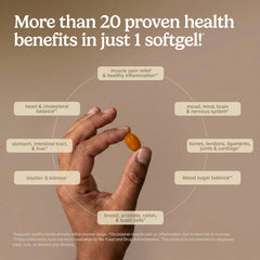 Terry Naturally cápsula de CuraMed en mano, comparación de tamaño y dosificación clara