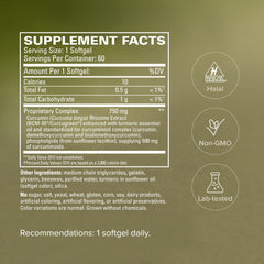 Terry Naturally CuraMed etiqueta legible con lista de ingredientes beneficiosos