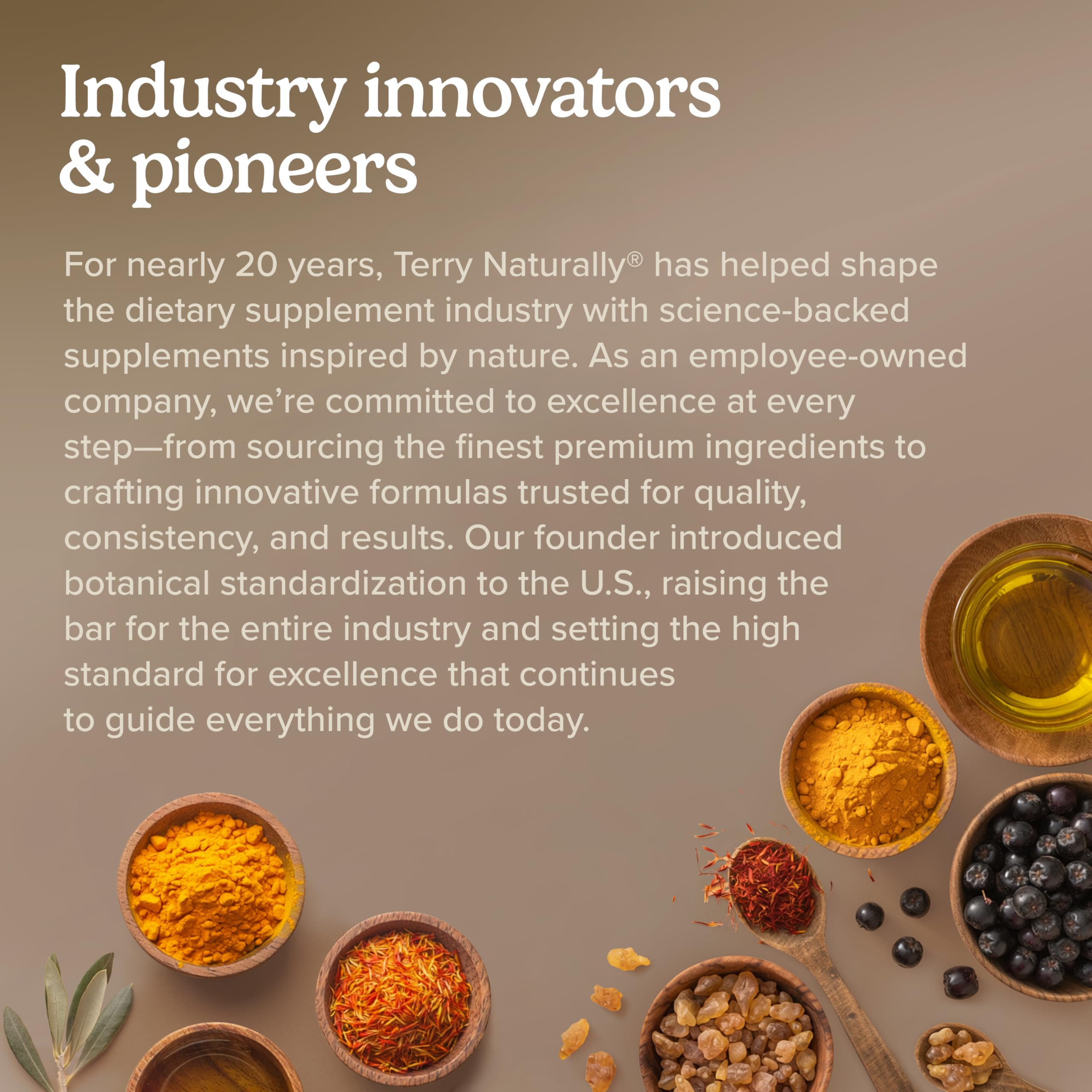 Terry Naturally etiqueta nutricional visible, beneficio de transparencia de ingredientes