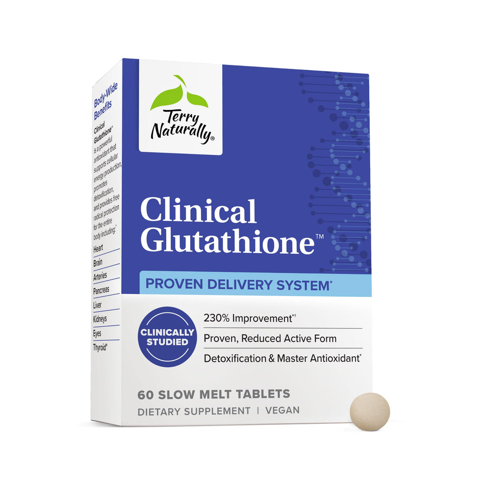 Terry Naturally frasco frontal mostrando el envase y beneficio de claridad informativa