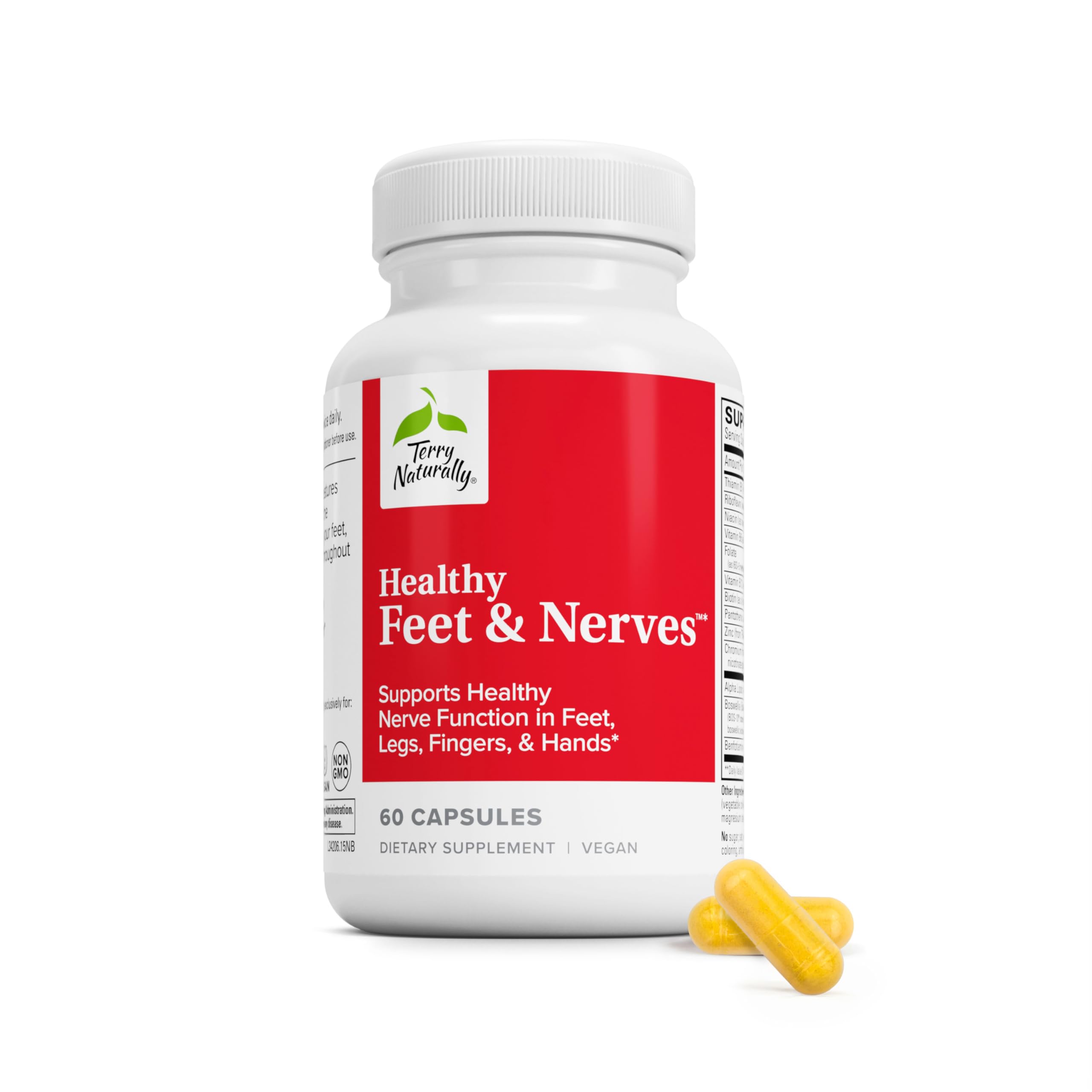 Terry Naturally frente del envase mostrando marca y beneficio de apoyo nervioso