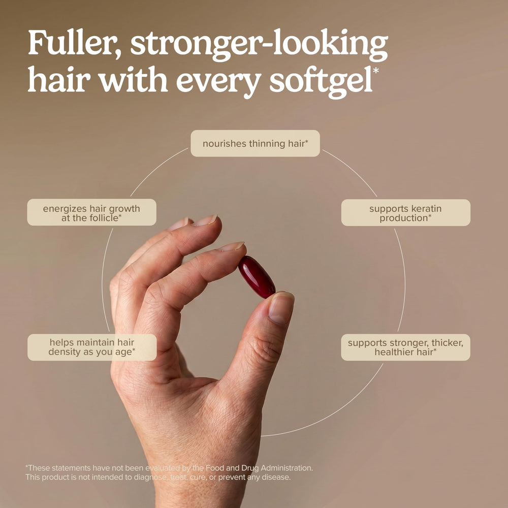 Terry Naturally Hair Renew Formula comparación de tamaño muestra cuántas cápsulas trae el envase