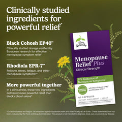 Terry Naturally imagen de black cohosh y rodiola señalando ingredientes activos