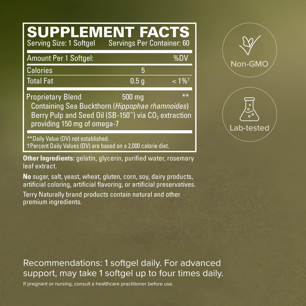 Terry Naturally Omega etiqueta de ingredientes con información clara y confianza