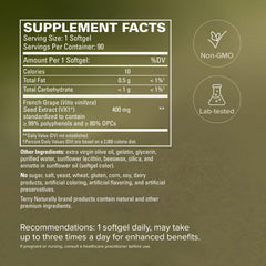 Terry Naturally semillas de uva que ilustran fuente natural de OPCs y antioxidantes