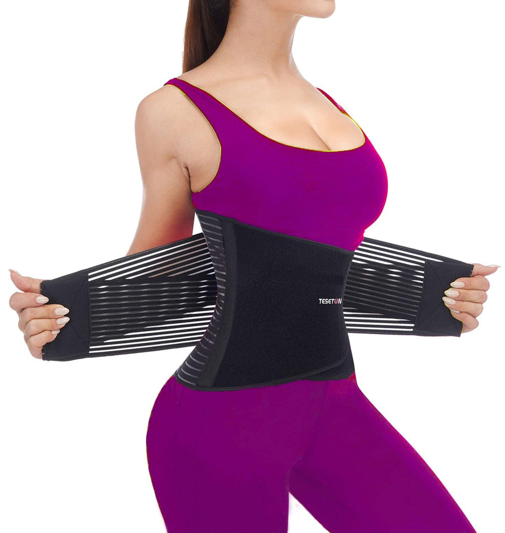 TESETON faja lumbar frontal mostrando cobertura amplia y soporte