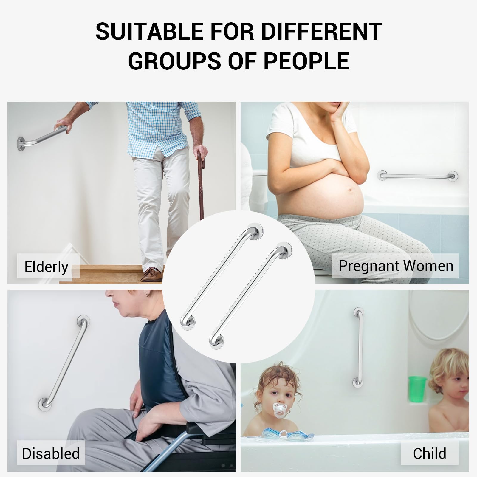Tesuchan barra instalada en ducha demostrando agarre estable y prevención de resbalones
