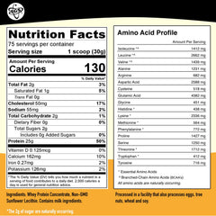 TGS Nutrition textura del polvo en primer plano, muestra solubilidad y suavidad
