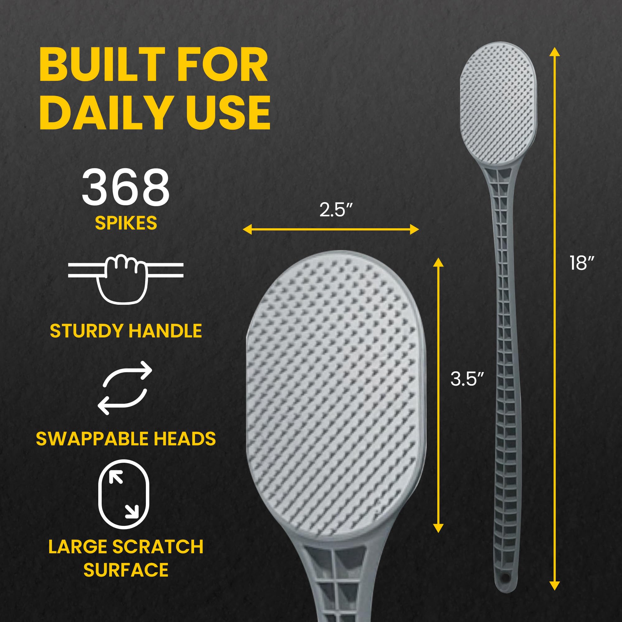The Body Scratcher detalle del cabezal firme para piel gruesa y mayor eficacia